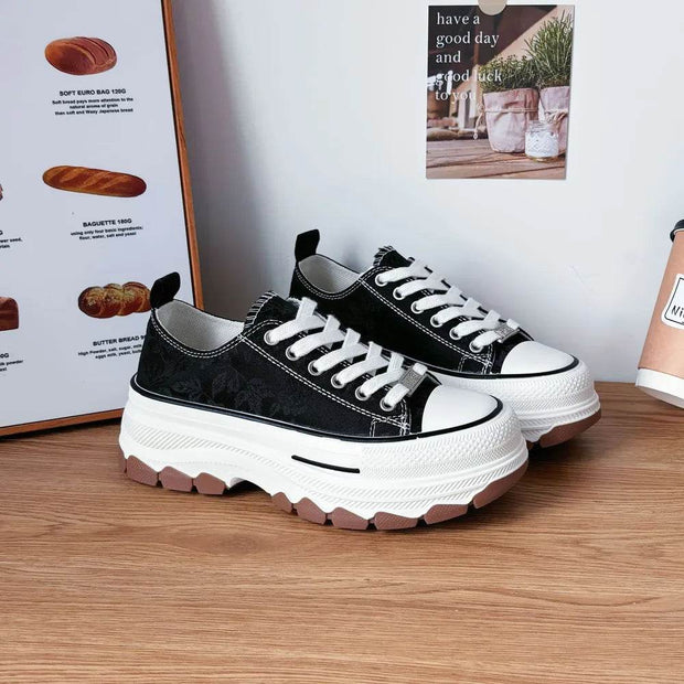 Lace-Up Canvas Platform Sneakers - OFEBHS.PT