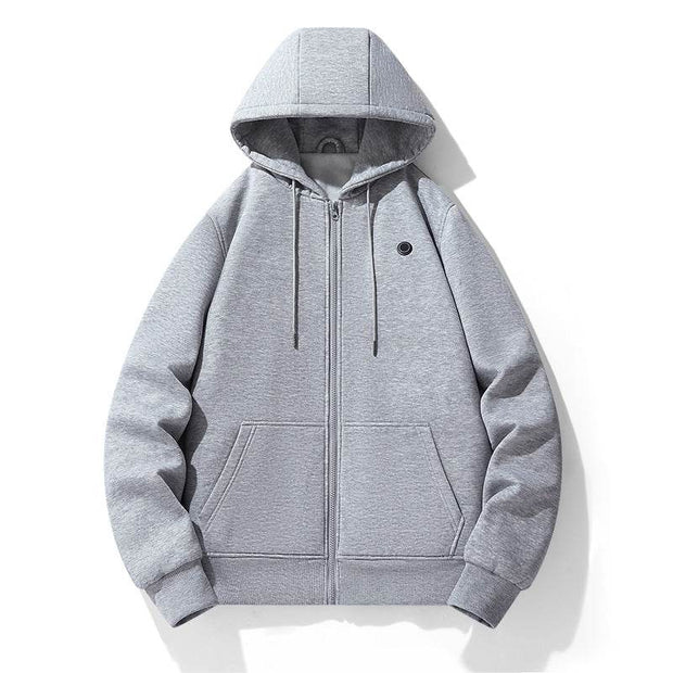 European and American zipper cardigan heating hoodie intelligent hooded five zone heating jacket outdoor warm electric clothing for men - OFEBHS.PT
