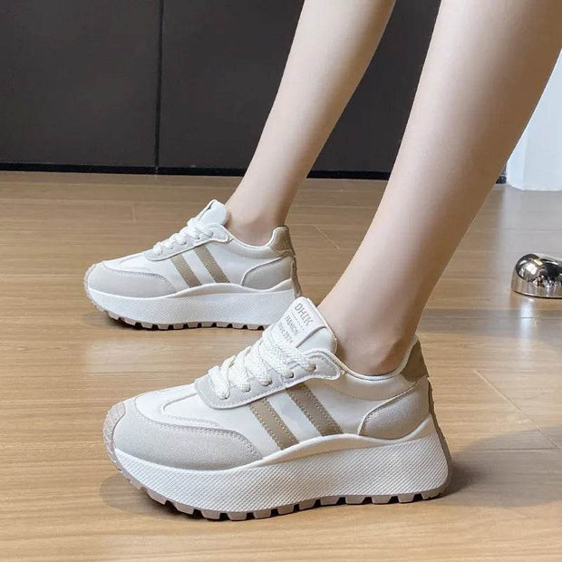 Side Striped Lace Up Platform Athletic Sneakers - OFEBHS.PT