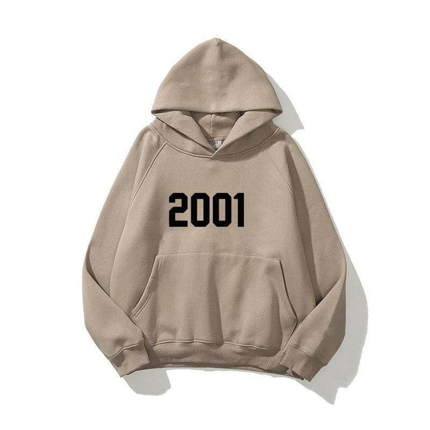 New style shoulder sleeves, double-layer hat, double line trendy brand hoodie, high street loose and plush 2001 word hoodie for men Women's Hoodie - OFEBHS.PT