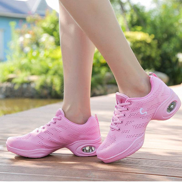 Women's Summer Breathable Fly Woven Mesh Soft Bottom Dancing Shoes - OFEBHS.PT