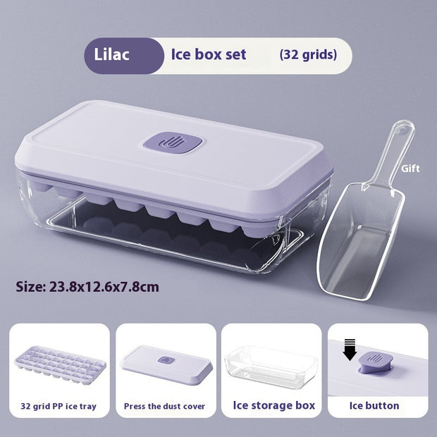 32 Grid Silicone Ice Cube Tray Mould With Lid Shovel Storage Box Remove With One Click Ice Maker DIY Whiskey Cocktail Tools Summer Kitchen Gadgets