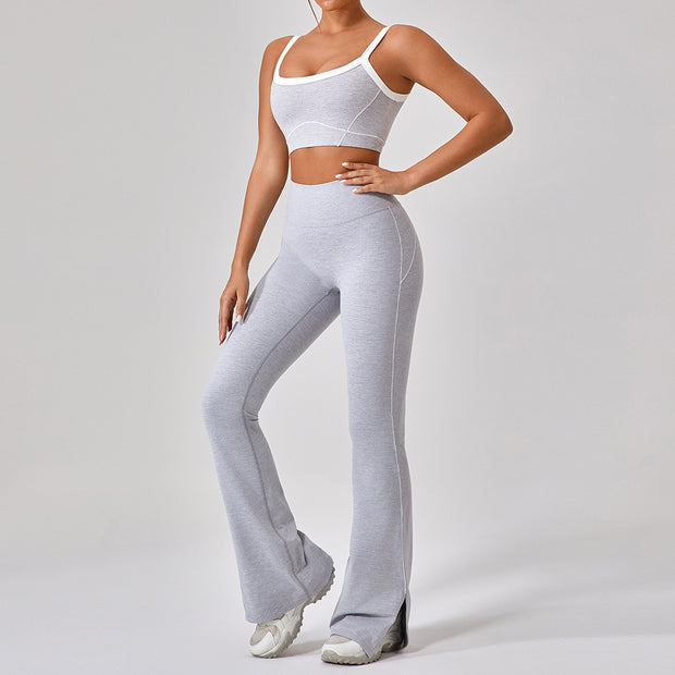 Outdoor Sports Yoga Suits Women's Spaghetti Strap Contrast Color Fitness Set Outfits