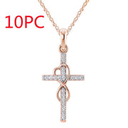 Alloy Pendant With Diamond And Eight-character Cross Necklace - OFEBHS.PT