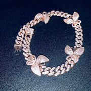 Men And Women Zircon Butterfly Cuban Necklace Clavicle Chain Jewelry
