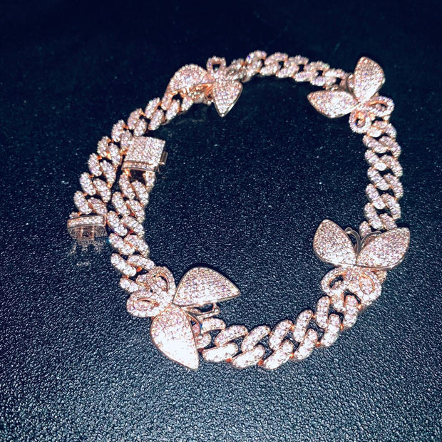 Men And Women Zircon Butterfly Cuban Necklace Clavicle Chain Jewelry