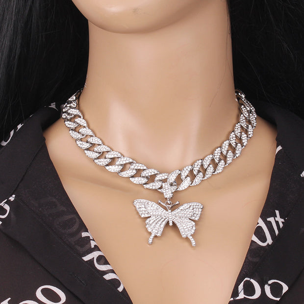 INS Wind Butterfly Hip Hop Cuban Necklace