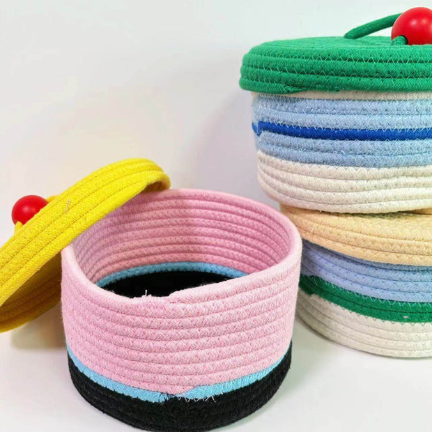 Home Cotton Weaving Storage Basket Ins Wind Vegetable Toy Storage Basket Living Room Miscellaneous Display Underwear Storage Basket - OFEBHS.PT