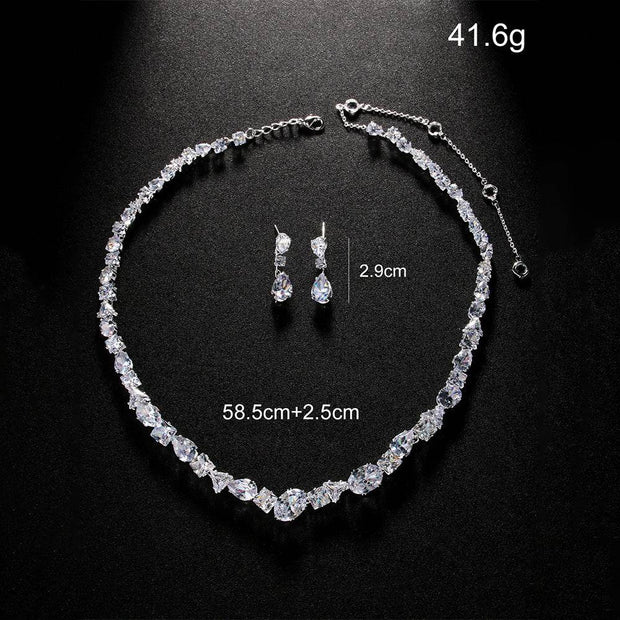 Simple necklace earring set bride's wedding jewelry set fashionable and versatile accessories - OFEBHS.PT