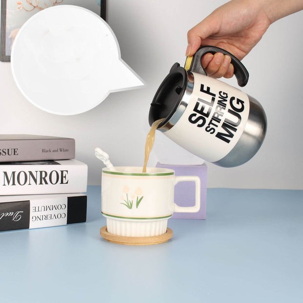 Electric Self Stirring Coffee Mug Cup Stainless Steel Automatic Self Mixing & Spinning Home Office Travel Mixer Milk Whisk Cup - OFEBHS.PT