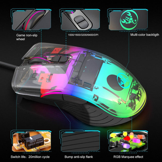 Wired gaming mechanical mouse glowing RGB PUBG e-sports computer laptop USB mouse - OFEBHS.PT