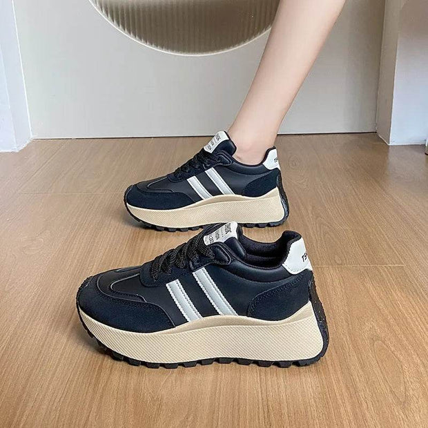 Side Striped Lace Up Platform Athletic Sneakers - OFEBHS.PT