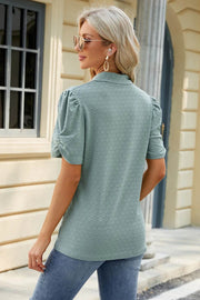 Spring and summer new solid color V-neck short sleeved loose T-shirt top for women - OFEBHS.PT