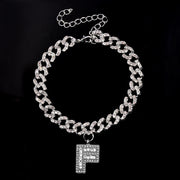 Hip Hop Alphabet Pendant Cuban Chain Anklet
