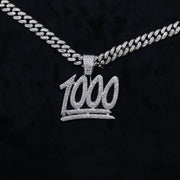 Men's And Women's Digital Diamond-encrusted 1000 Pendant Cuban Necklace