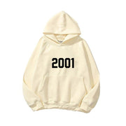 New style shoulder sleeves, double-layer hat, double line trendy brand hoodie, high street loose and plush 2001 word hoodie for men Women's Hoodie - OFEBHS.PT