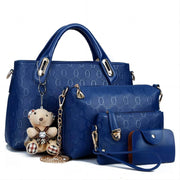 Women 4Pcs Top Handle Satchel Hobo PU Leather Handbag Set Large Tote Purse Shoulder Bag Card Holder - OFEBHS.PT