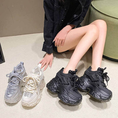 10cm Hidden Heel Platform Sequins Dad Shoes - OFEBHS.PT