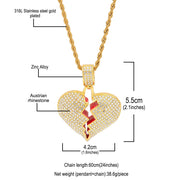 Exaggerated Geometric Heart Crack Pendant Cuban Necklace