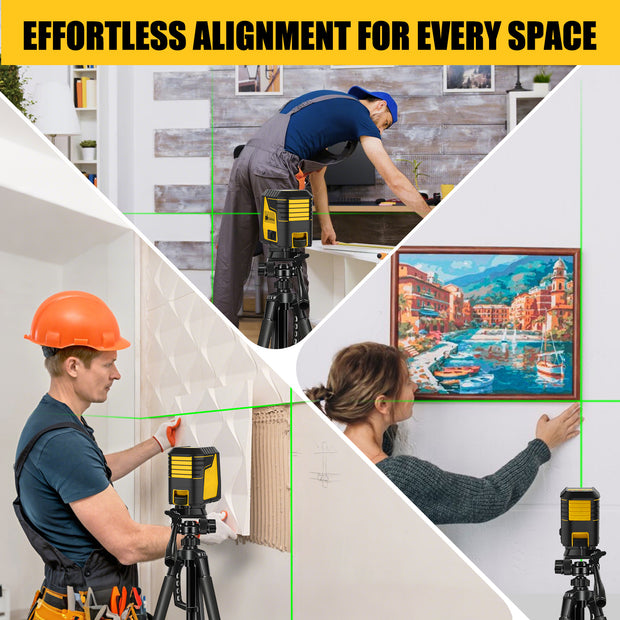 Laser Level, Green Cross Line Laser Lever, With Self-leveling, Manual, Pulse Mode, Lazer Level Tool For Picture Hanging, Tiling, Includes 360 Degree Magnetic Base & Battery