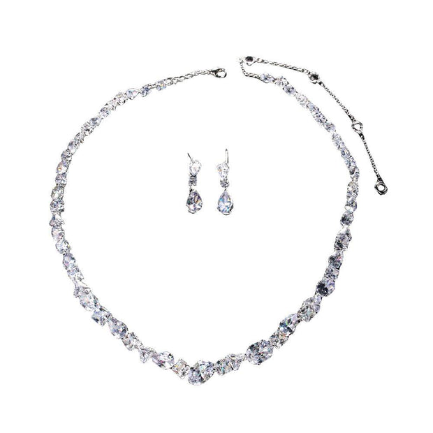 Simple necklace earring set bride's wedding jewelry set fashionable and versatile accessories - OFEBHS.PT