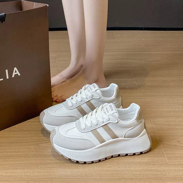 Side Striped Lace Up Platform Athletic Sneakers - OFEBHS.PT
