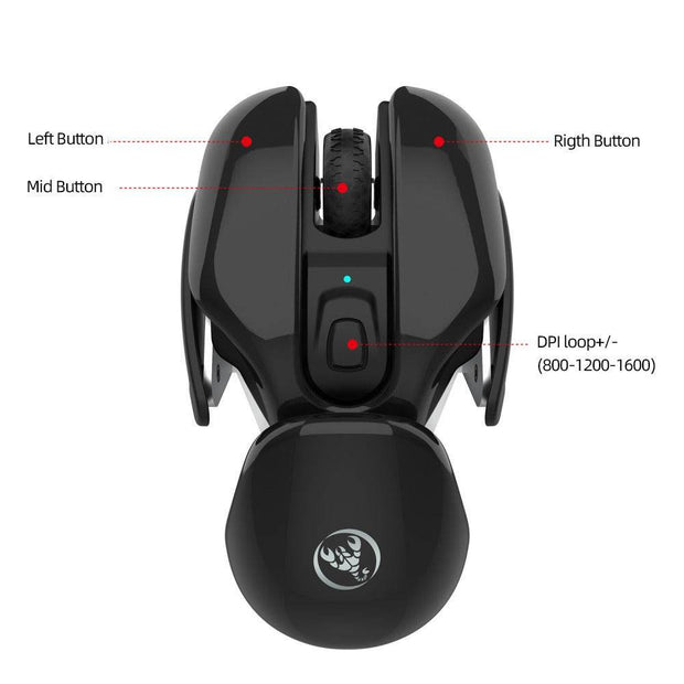 New USB wireless mouse 1600DPI rechargeable office mouse desktop laptop accessories - OFEBHS.PT