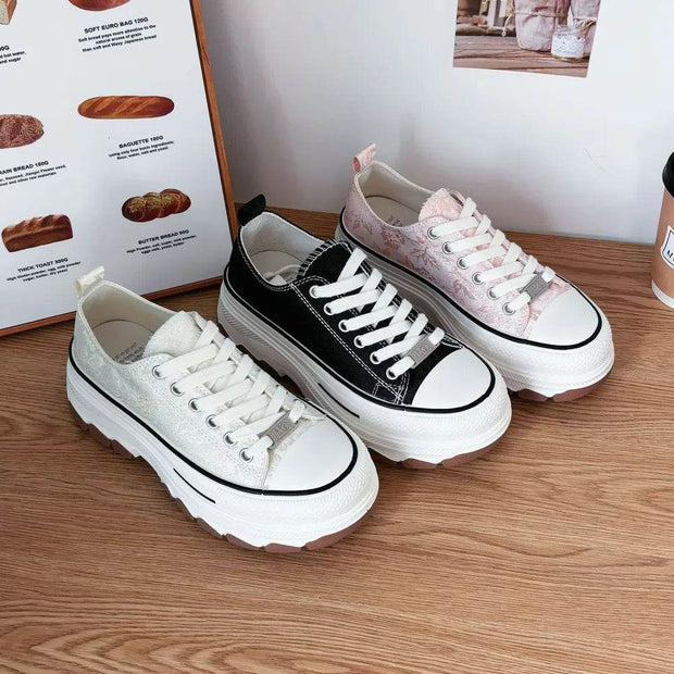 Lace-Up Canvas Platform Sneakers - OFEBHS.PT