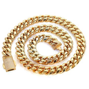 Hip Hop 12mm Micro Set Spring Snap Stainless Steel Necklace Bracelet