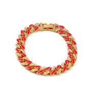 Two-tone Oil Drop Rhinestones Cuban Bracelet Street