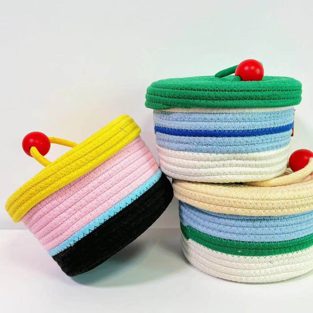Home Cotton Weaving Storage Basket Ins Wind Vegetable Toy Storage Basket Living Room Miscellaneous Display Underwear Storage Basket - OFEBHS.PT