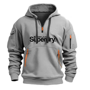 Collar zipper hooded pullover for men multi pocket fashionable and personalized letter print - OFEBHS.PT