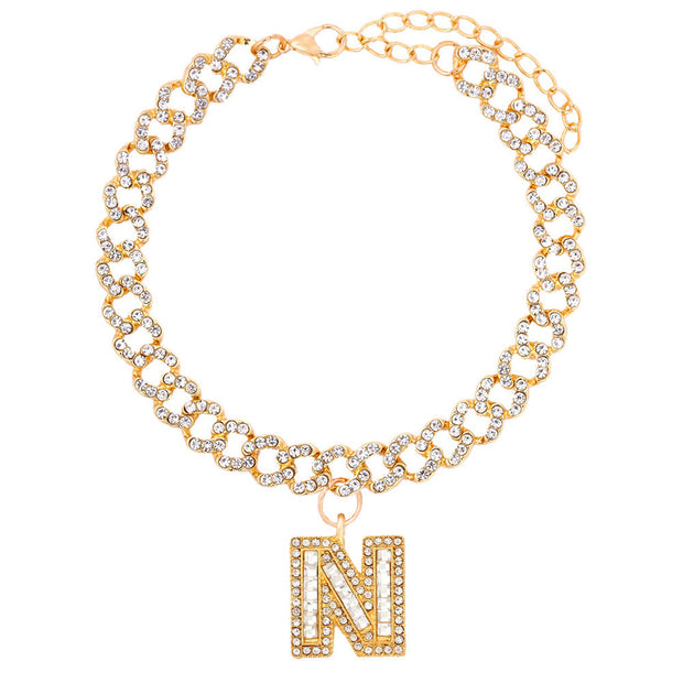 Hip Hop Alphabet Pendant Cuban Chain Anklet