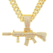 Fashion Jeweled Pendant Cuban Necklace