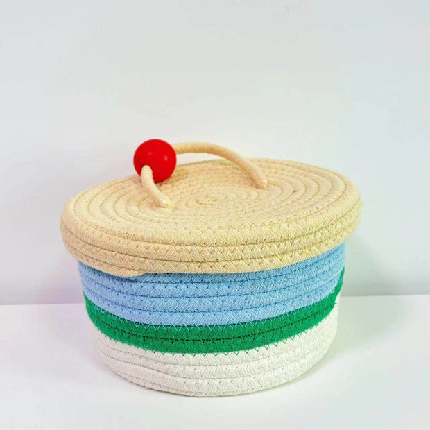 Home Cotton Weaving Storage Basket Ins Wind Vegetable Toy Storage Basket Living Room Miscellaneous Display Underwear Storage Basket - OFEBHS.PT