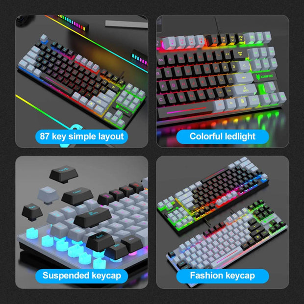 Gaming Keyboard Colorful LED Backlight Office Keyboard for Desktop Typing PC - OFEBHS.PT