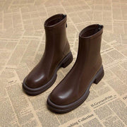Women's Thick Heel Flat Ankle Boots - OFEBHS.PT