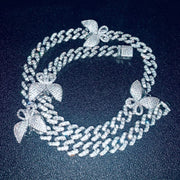 Men And Women Zircon Butterfly Cuban Necklace Clavicle Chain Jewelry