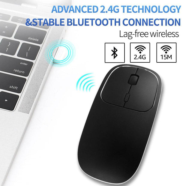 Aluminum alloy dual-mode wireless Bluetooth mouse rechargeable silent infinite computer accessories - OFEBHS.PT