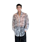 New Chinese style anti rustling traditional Chinese painting landscape, bamboo flower shaped shirt for men - OFEBHS.PT