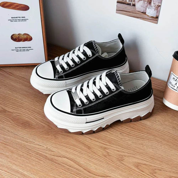 Lace-Up Canvas Platform Sneakers - OFEBHS.PT
