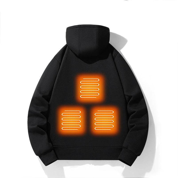 European and American zipper cardigan heating hoodie intelligent hooded five zone heating jacket outdoor warm electric clothing for men - OFEBHS.PT