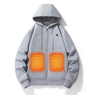 European and American zipper cardigan heating hoodie intelligent hooded five zone heating jacket outdoor warm electric clothing for men - OFEBHS.PT