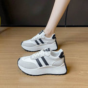 Side Striped Lace Up Platform Athletic Sneakers - OFEBHS.PT