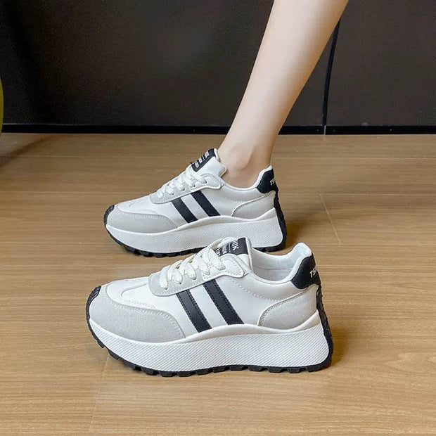 Side Striped Lace Up Platform Athletic Sneakers - OFEBHS.PT