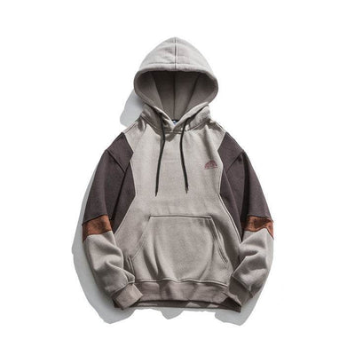 Japanese fashion brand color blocked hooded sweatshirt for men, retro city boy versatile casual top - OFEBHS.PT