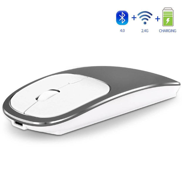 Aluminum alloy dual-mode wireless Bluetooth mouse rechargeable silent infinite computer accessories - OFEBHS.PT