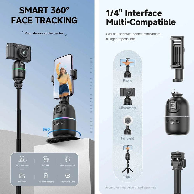 P03 AI Smart Gimbal 360° Auto Face Tracking Gimbal All-in-one Rotation For Smartphone video Vlog Stabilizer Phone Holder - OFEBHS.PT