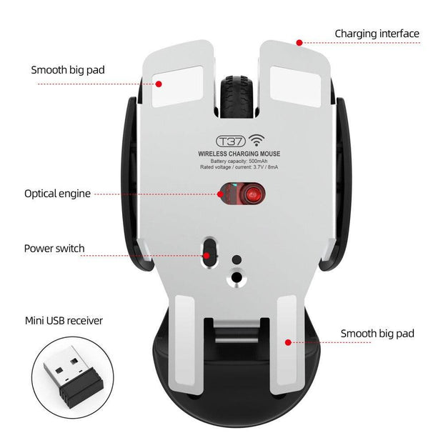 New USB wireless mouse 1600DPI rechargeable office mouse desktop laptop accessories - OFEBHS.PT