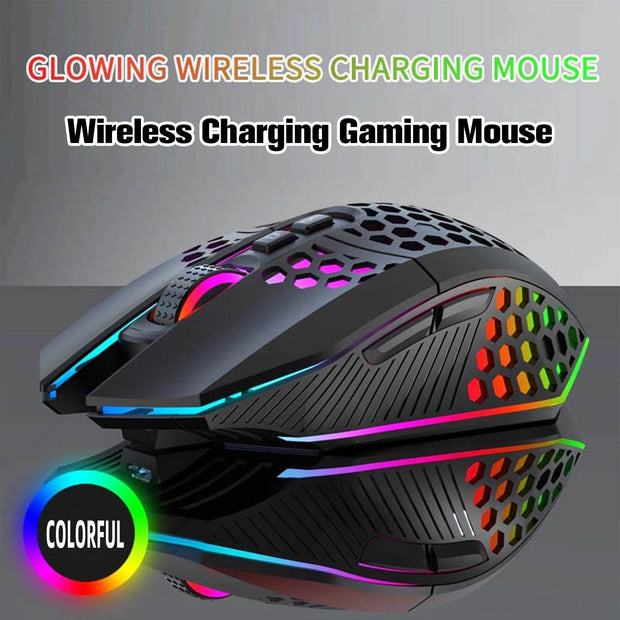 Lightweight hollow hole mouse, wireless rechargeable gaming light emitting computer, laptop, office mouse - OFEBHS.PT